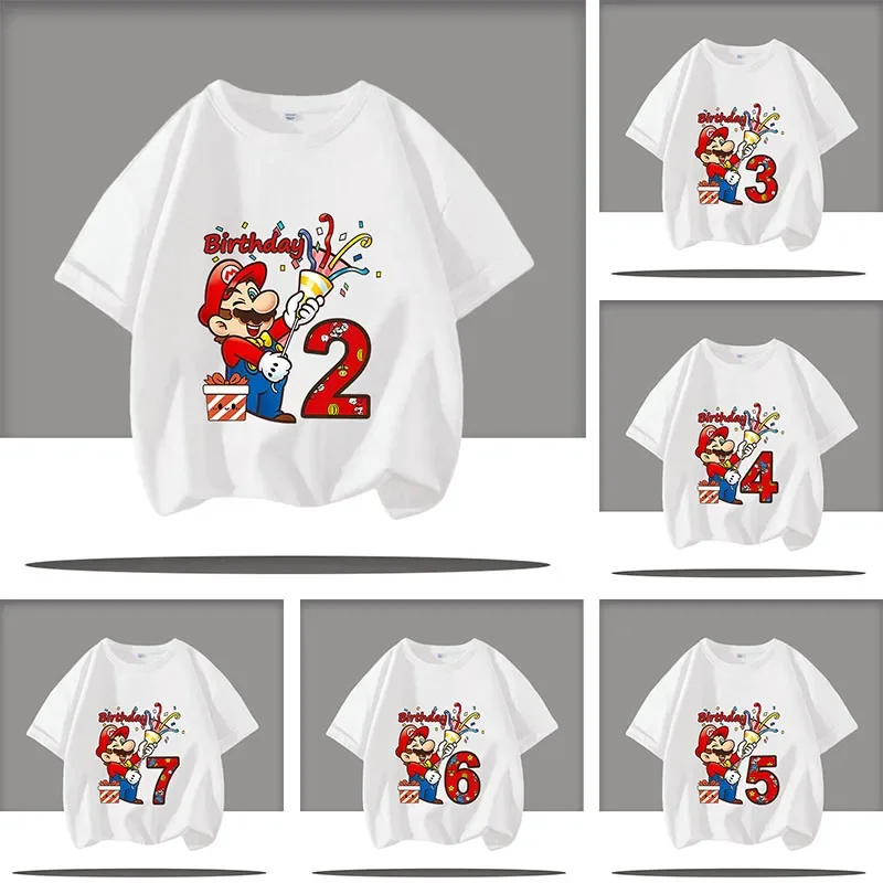 

3-12 year old boys' sports shirt - Mario children's round-neck short-sleeved cartoon print girls' casual top - summer T-shirt