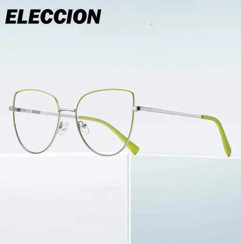 ELECCION Prescription Glasses Presbyopia Myopia Women Cat Eye Eyewear Reading Glasses Frame Customizable   Anti-Blue Light