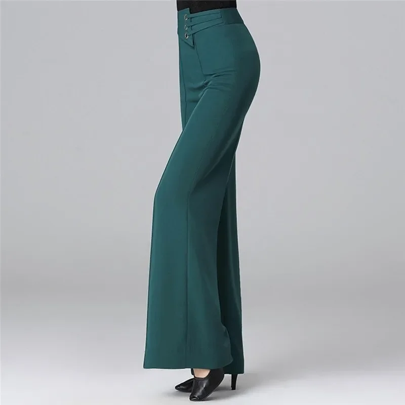 Women Spring Autumn New Wide Leg Dance Pants High Waist Ballroom Samba Chacha Latin Square Practice M437