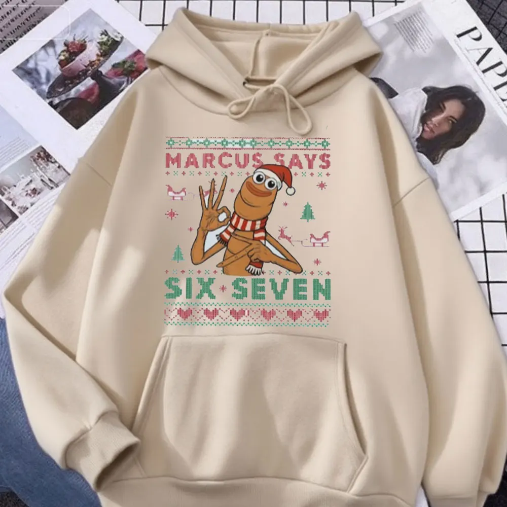마커스 더 웜 크리스마스 스웨트셔츠 식스 세븐 6 7 크리스마스 후디 크리스마스 유머 선물 드롭 숄더 보온 스포츠웨어