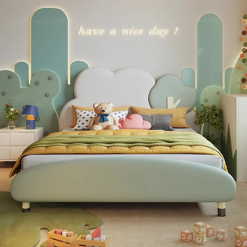 Bed for boys, single prince bed, modern girls' princess bed, teen bed, girls' storage bed, solid wood