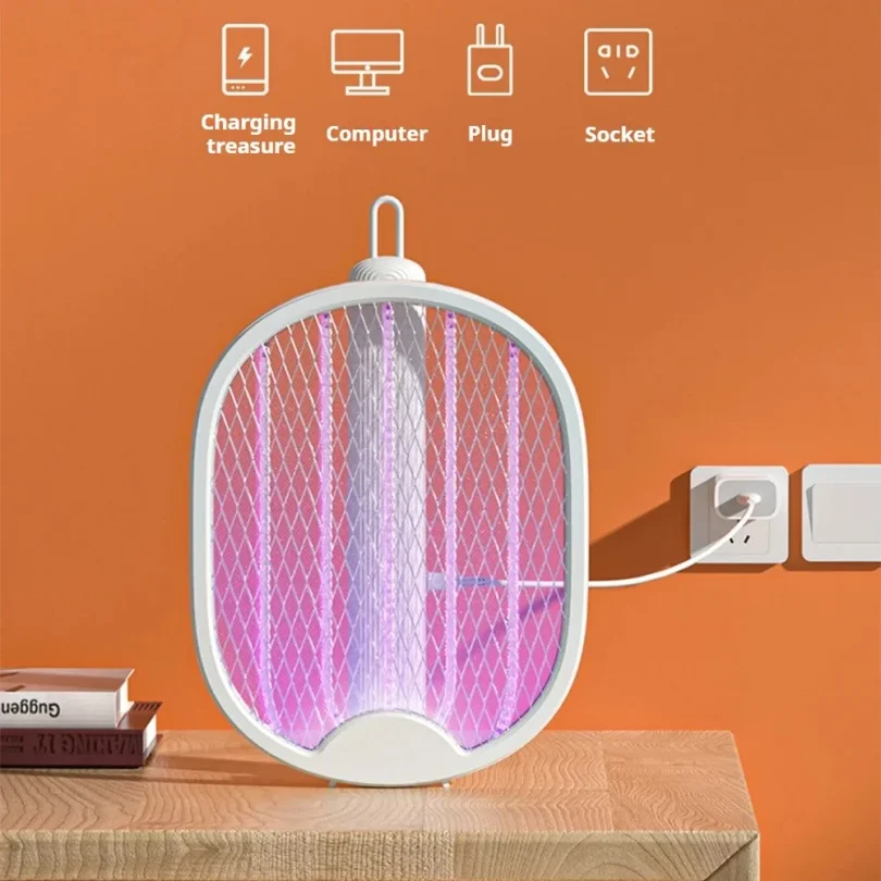 3000V Foldable Electric Mosquito Killer USB Rechargeable Fly Trap Mosquito Swatter Racket Insect Killer With UV Light Bug Zapper view 3