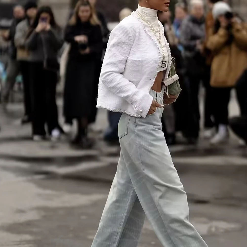 ファッションパール装飾スモールフレグランスジャケット 欧米風レディース服 人気