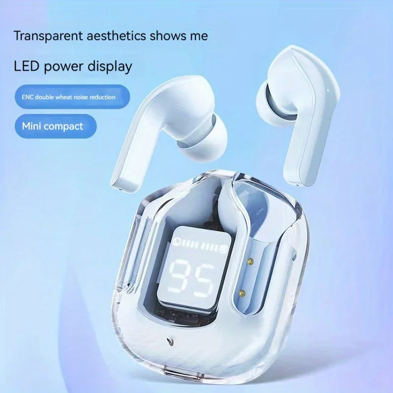 Original Wireless Bluetooth earphone transparent hifi headphones led power digital display stereo sound earphones for Xiaomi