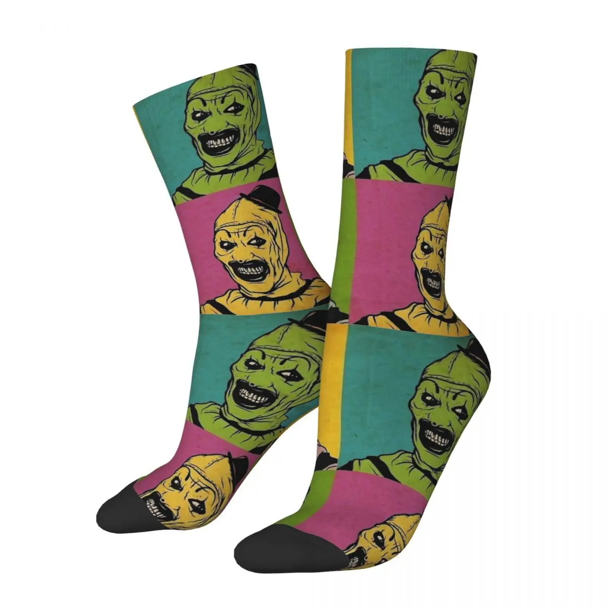 Funny Happy Men\'s compression Socks Horror Pop Art Slasher Horror Retro Harajuku Terrifier Street Style Seamless Crew Sock