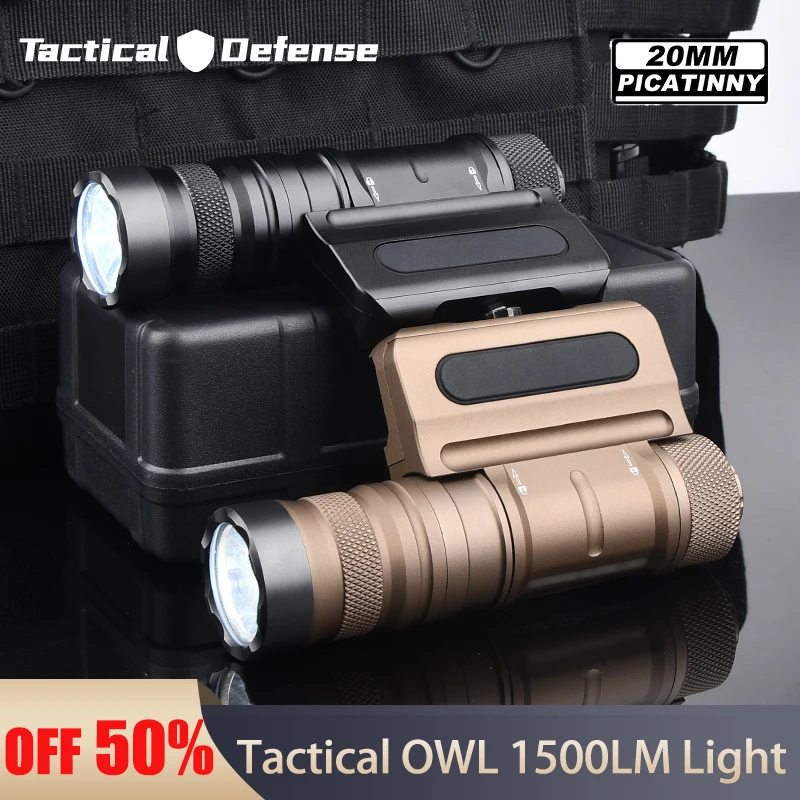 Tactical Flashlight 1500lumens Powerful Optimized Weapon Light Cloud OWL Tactical Flashlight for20mm Rail Hunting Gun Rifle ﻿