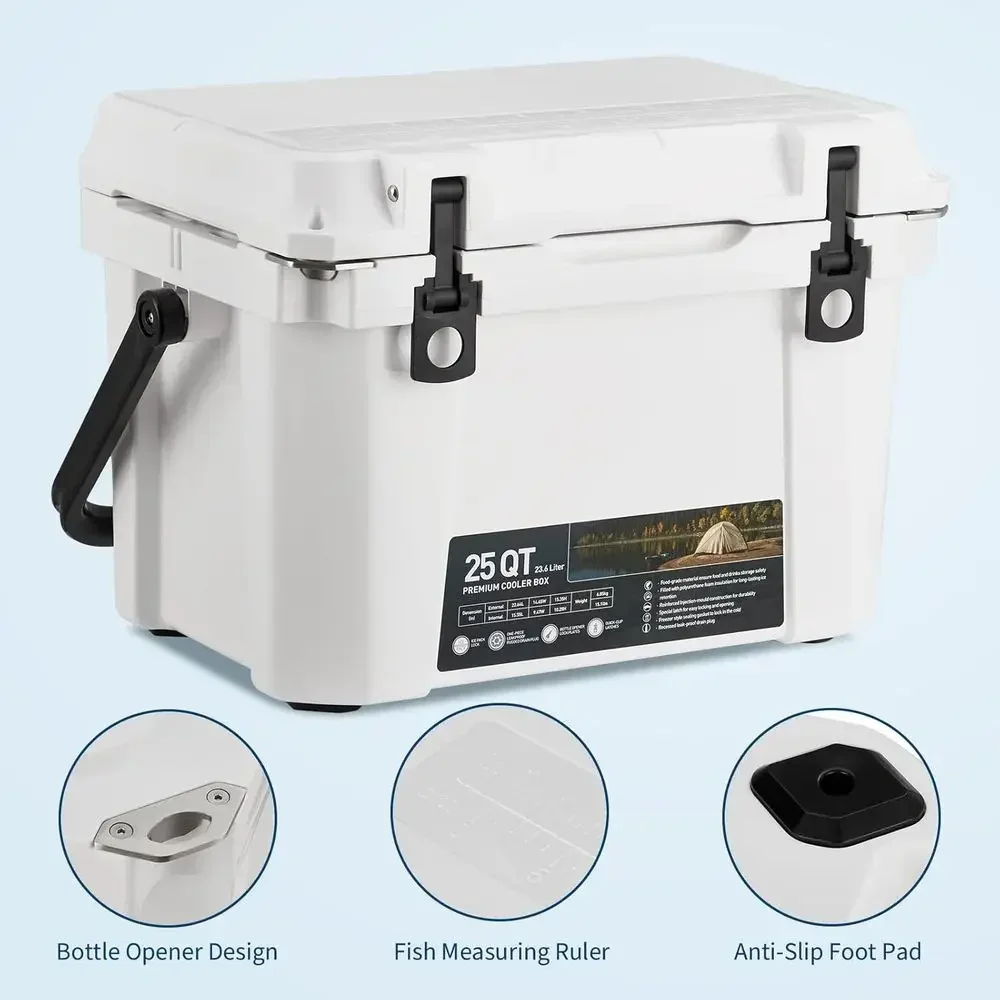 5-Day Ice-Retaining Portable Cooler with Extra-Thick Walls and Secure T-Handle Latches for Outdoor Adventures