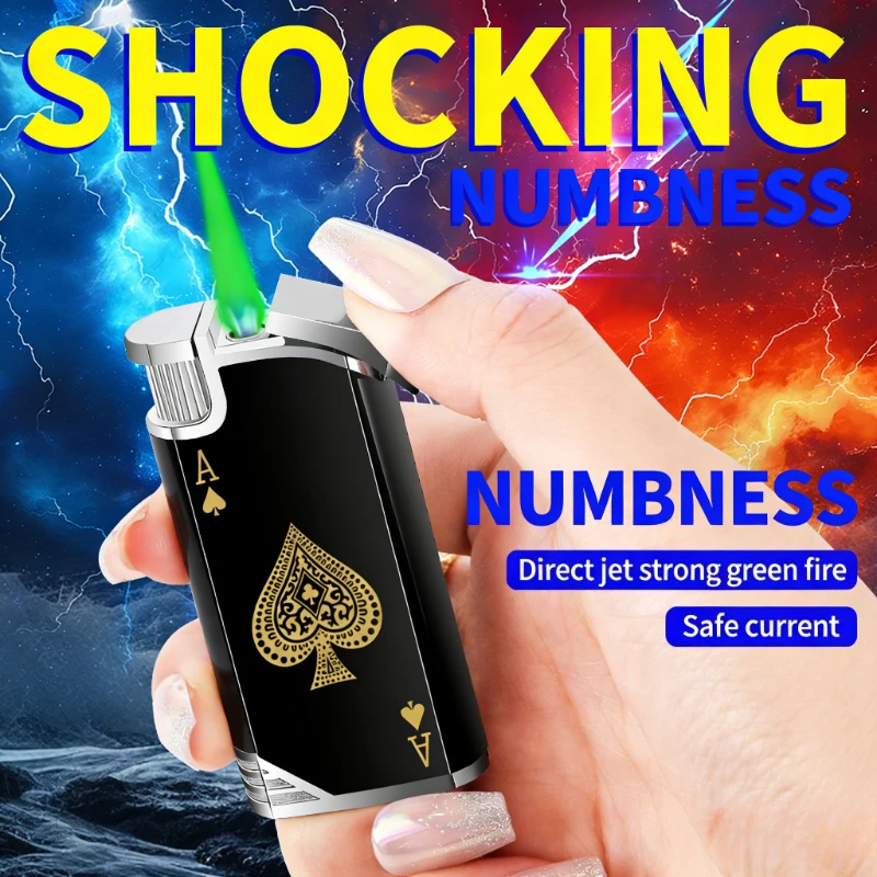 

New Prank Toy Current Windproof Lighter for Smokes Inflatable Cigar Igniter Green Flame Cigarette Lighters & Smoking Accessories