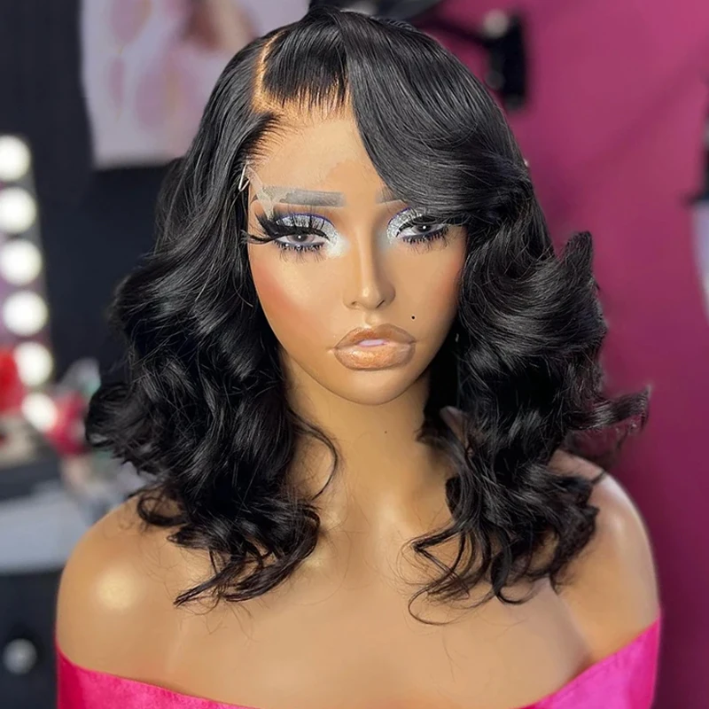 Glueless Short Bob Wig Human Hair 13x5 HD Lace Front Wig Pre Plucked Pre Cut Lace Frontal Wigs for Women No Glue No Gel Quick