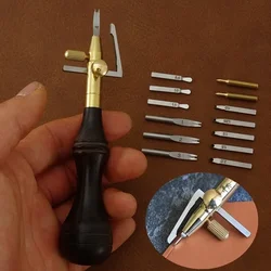 Adjustable Multi-function Cutter Head Leather Marking/grooving Tool Manual DIY Leather Cutting Edge Carving Sewing Leathercraft