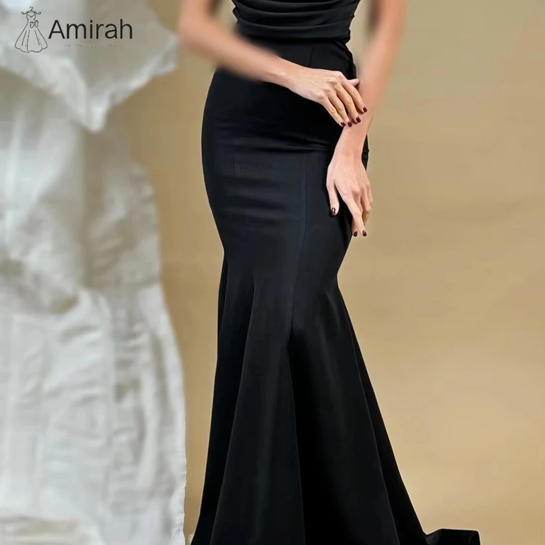 Amirah Custom Made Evening Dresses for Luxury Party Dresses Woman 2025 Fishtail Lotus Skirt Off-shoulder Stretch Satin Prom Gown