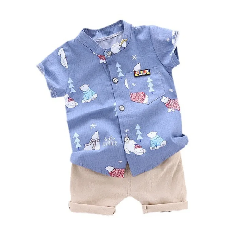 New Summer Baby Clothes Suit Children Boys Shirt Shorts 2Pcs/Sets Toddler Clothing Infant Casual Cartoon Costume Kids Tracksuits