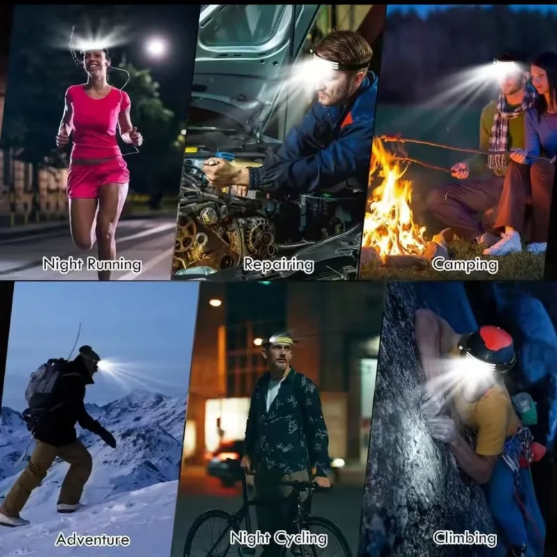 LED Induction Headlamp COB Sensor Headlight USB Charging Head Torch Built-in Battery Flashlight Camping Light