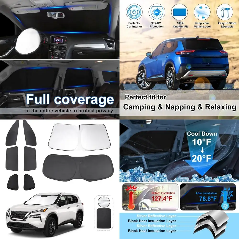 

Полный комплект оконных чехлов для Nissan Rogue 2021-2025 годов, защита от ультрафиолета и солнца, конфиденциальность, 8 предметов