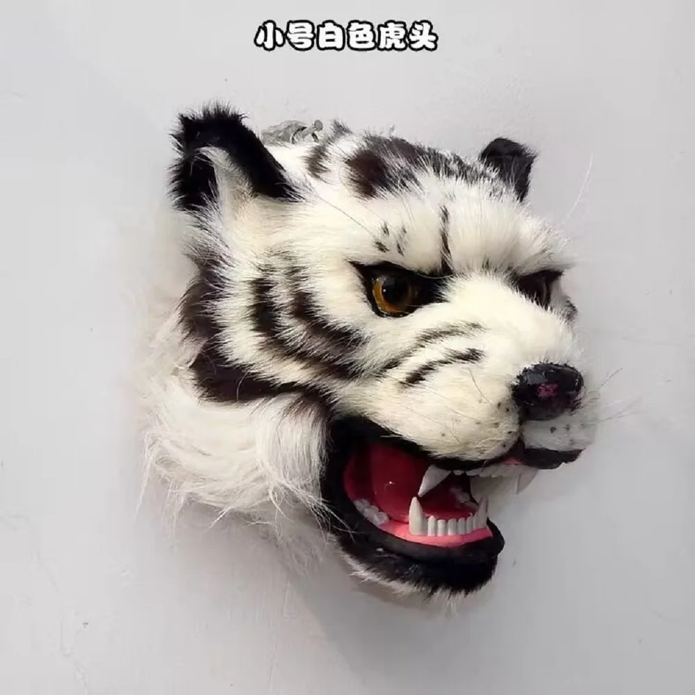 white simulation tiger head model toy plastic&fur tiger head handicraft,wall pendant gift about 23x21cm