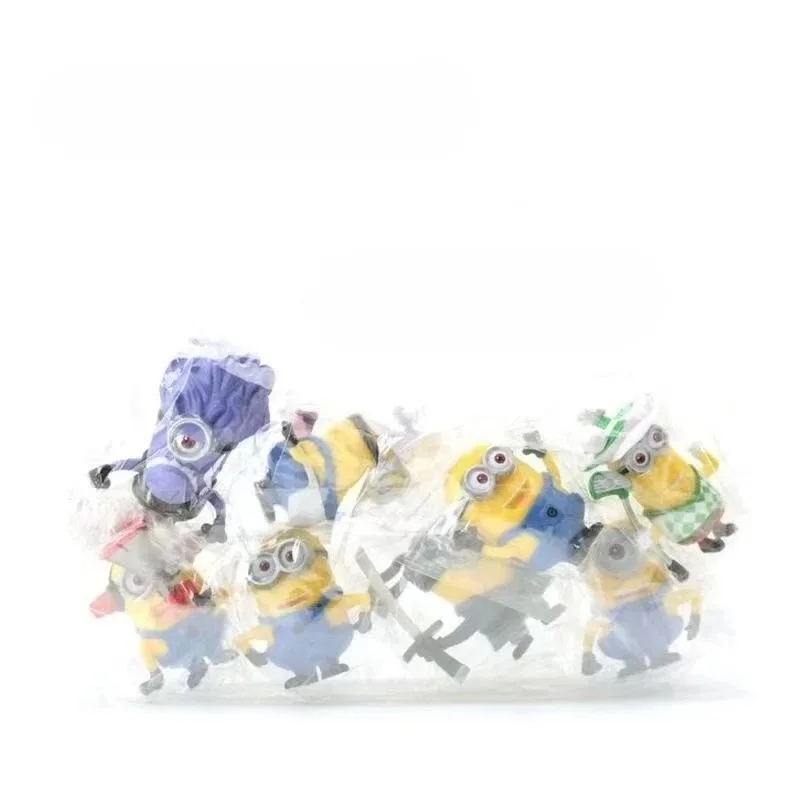 HOT 8Pcs/Set Kawai Miniones Figurines Toys 3D Eye Despicable Miniones Action Figures Classic Toys Xmas Birthday Gifts
