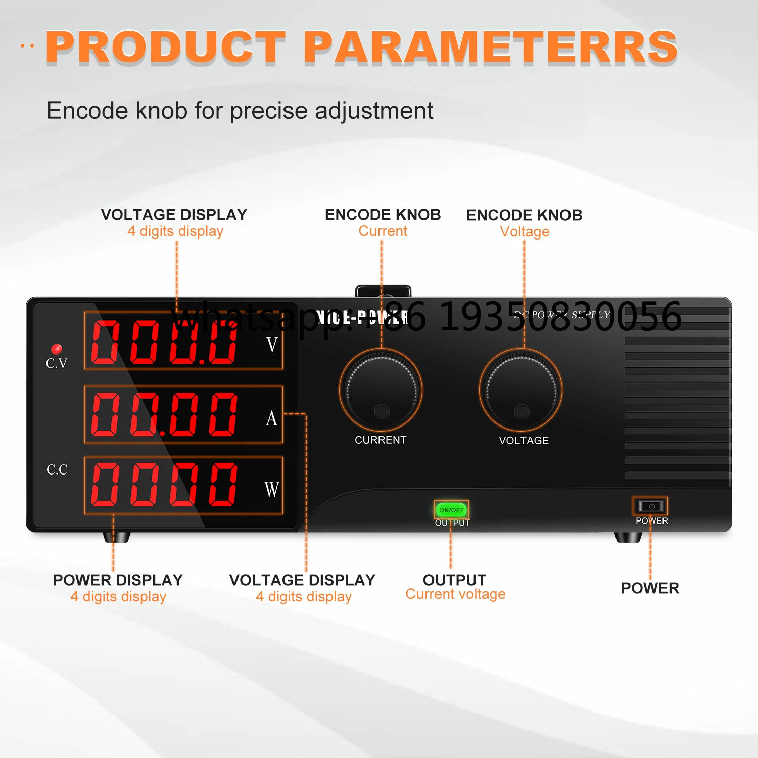 R-SPS10020 High Power 2000W 4 LED Display Switching Power Supply RS232 Port 100V 20A Programmable Lab Voltage Regulator Supply
