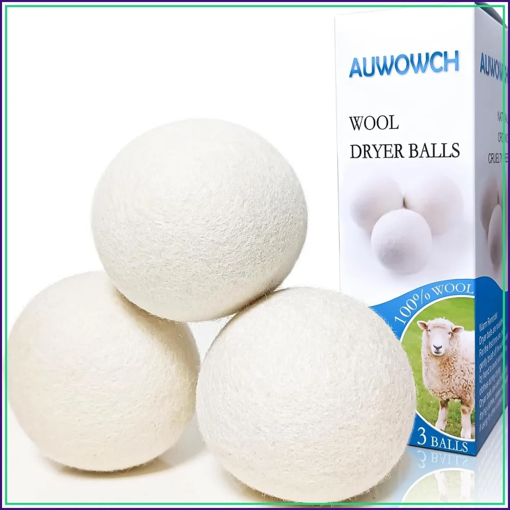 3 XL Wool Dryer Balls, Reusable Natural Fabric Softener, Reduce Static & Wrinkles, Save Drying Time