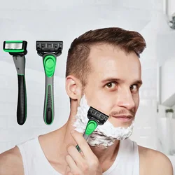 Men Manual Razor 7-Layer Blade Shaving Razor Set Knife with Replaceable Blades No Skin Damage Blades Shaver Hair Removal