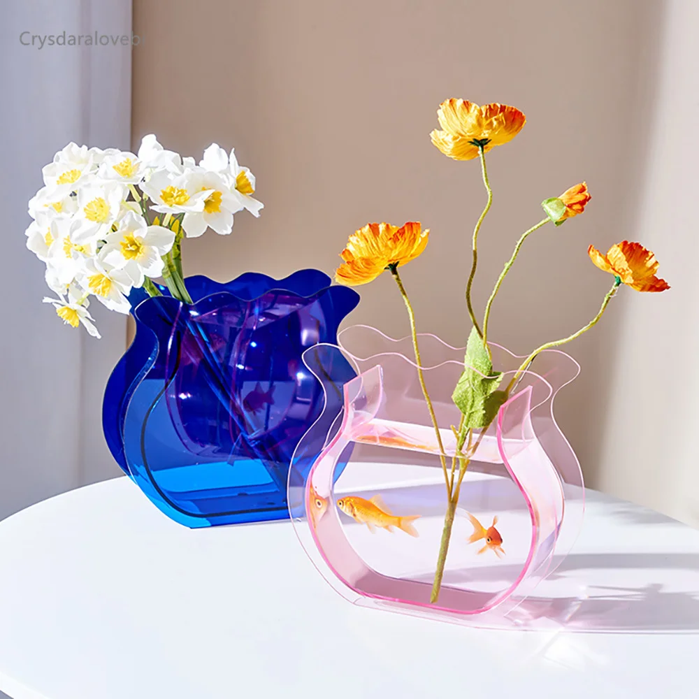 Nordic INS Acrylic Small Fish Tank Vase Net Red Living Room Flower Arrangement Water Flower Home Desktop Decoration Ornament