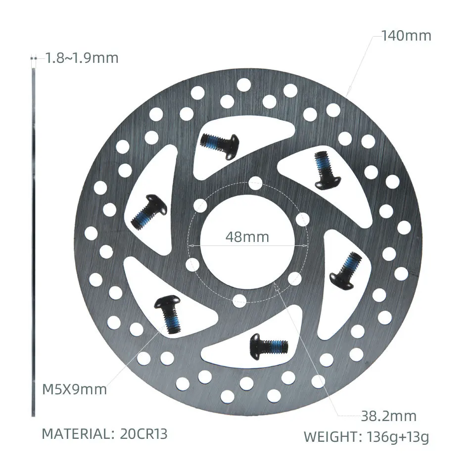 NFOX Electric Bicycle Scooter carbon steel Disc Brake 140mm Rotor 38mm Bike 6 Hole Spacing 48mm Non-standard Accessories 2mm