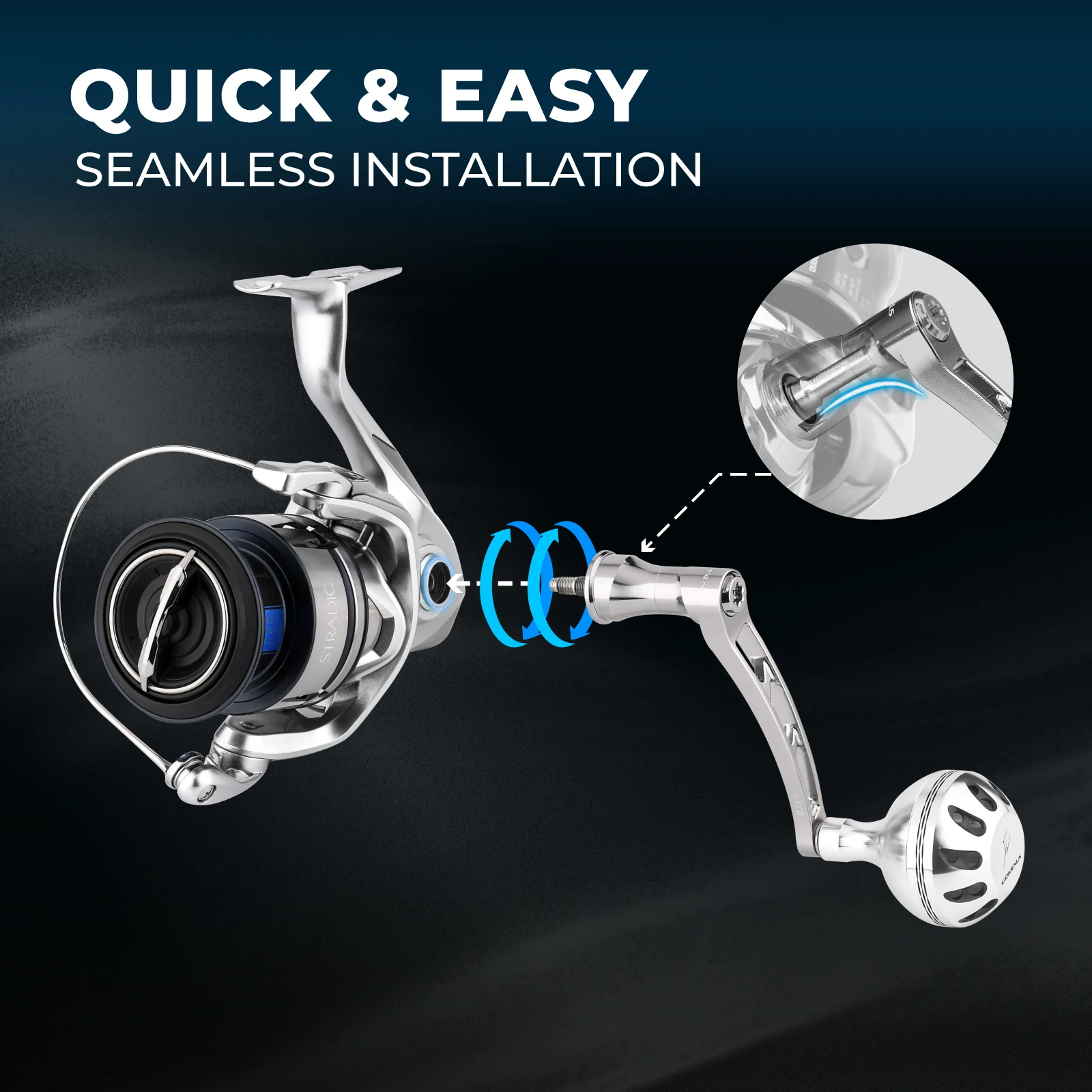 Gomexus 70mm Power-Griff für Shimano Stella Stradic Vanford Vanquish Daiwa BG MQ Certate Luvias Spinnrollen LMY-A38 – Detail 5
