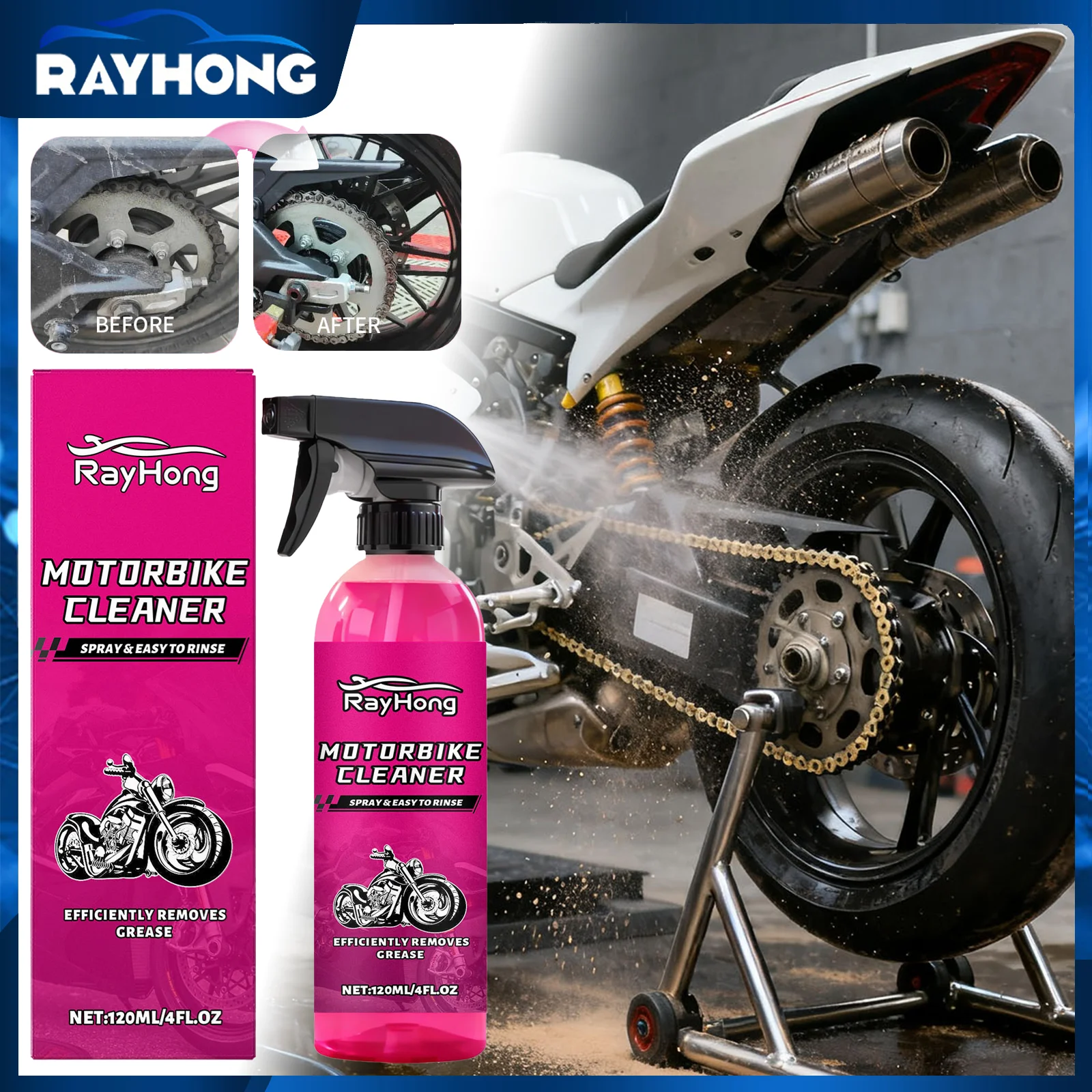 Powerful Car Degreaser Cleaner 120ml for Engine Bay Tire Rims Grease Oil Stain Removal All Surface Safe Formula Save Time Effort