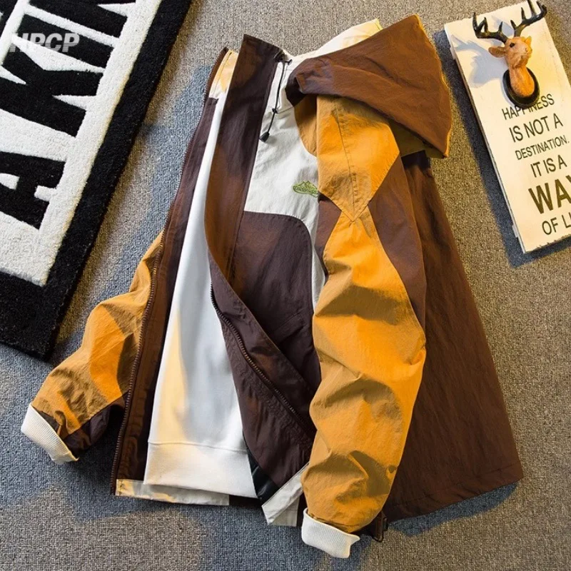 

Spring Autumn New Outdoor Climbing Jacket Couple Style Splicing Color Collision Casual Coat For Hiking And Traveling