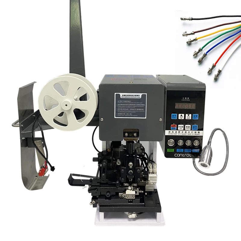 Wire Peeling and Punching Terminal Machine Touch Screen/Button Type 2 in 1 Crimper Tools for Single Line Horizontal Terminals
