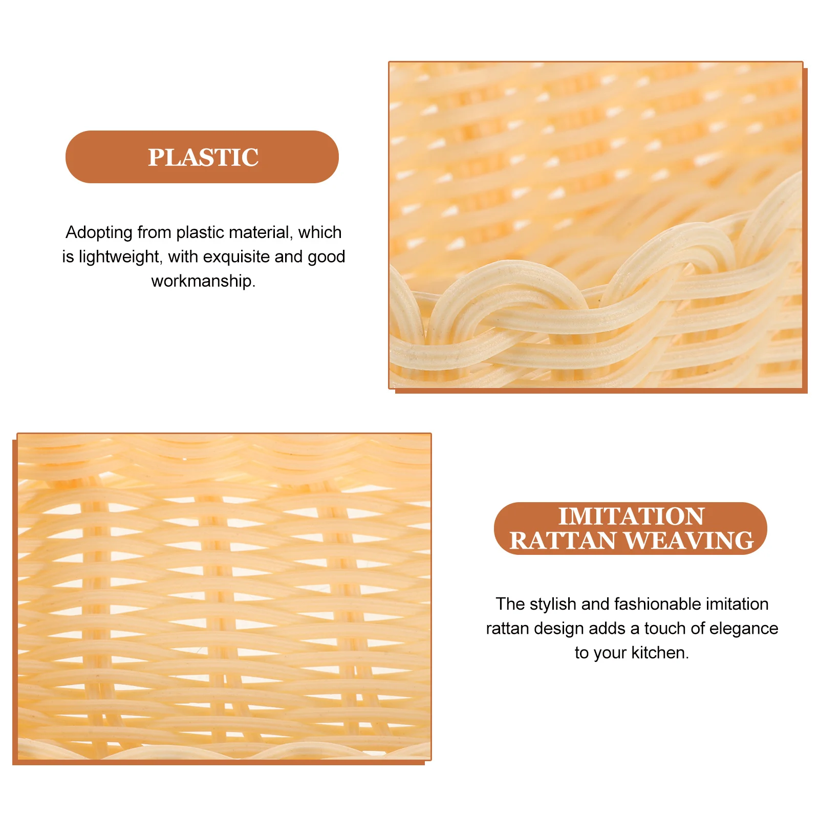 

Plastic Woven Cutlery Storage Basket Kitchen Utensil Organizer For Tableware Seasoning Jars Home Imitation Rattan Basket