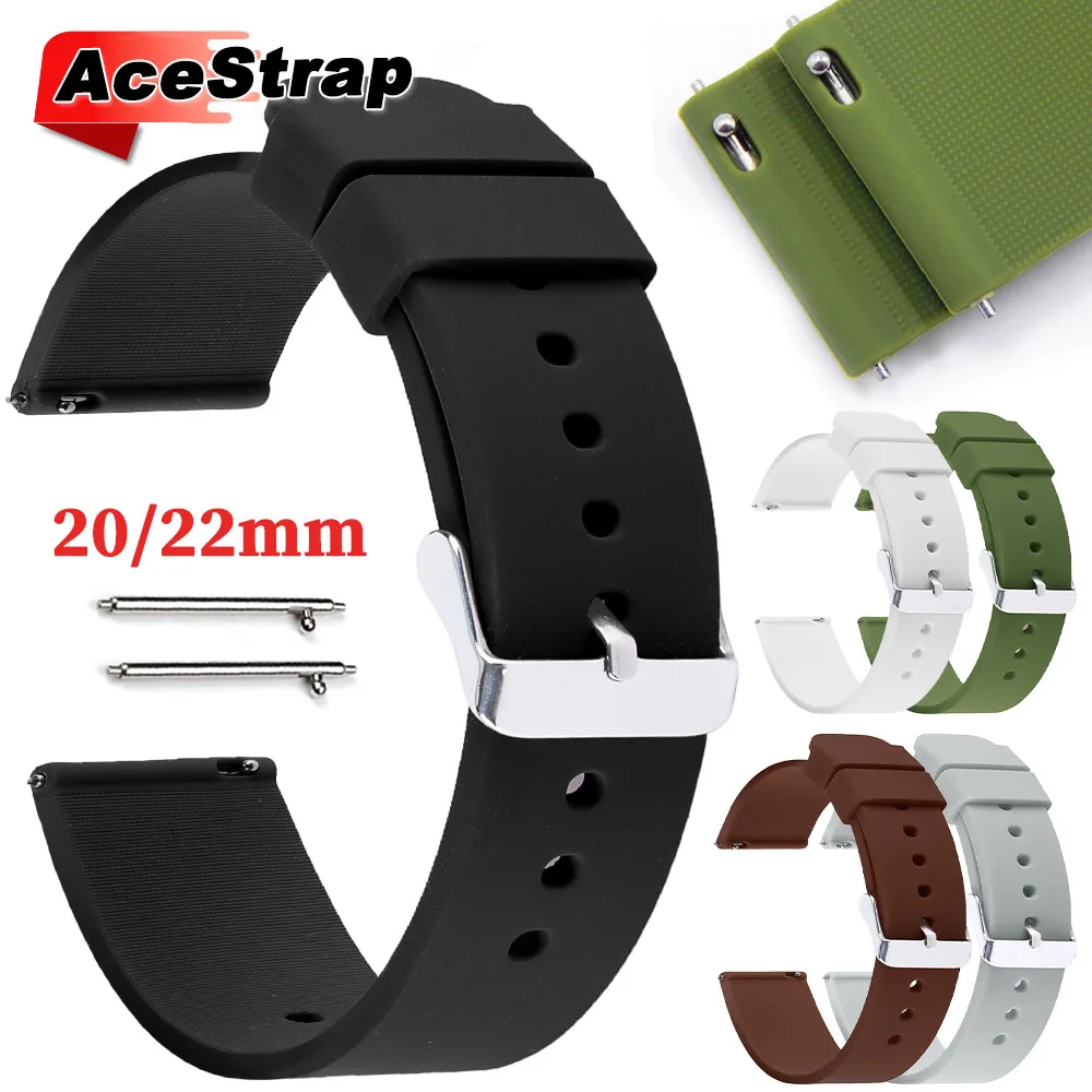 Rubber Strap 22mm 20mm for Samsung Watch4/5/6/7 40mm 44 Smartwatch Bracelet for Huawei Watch Band Waterproof Wristabnd Universal