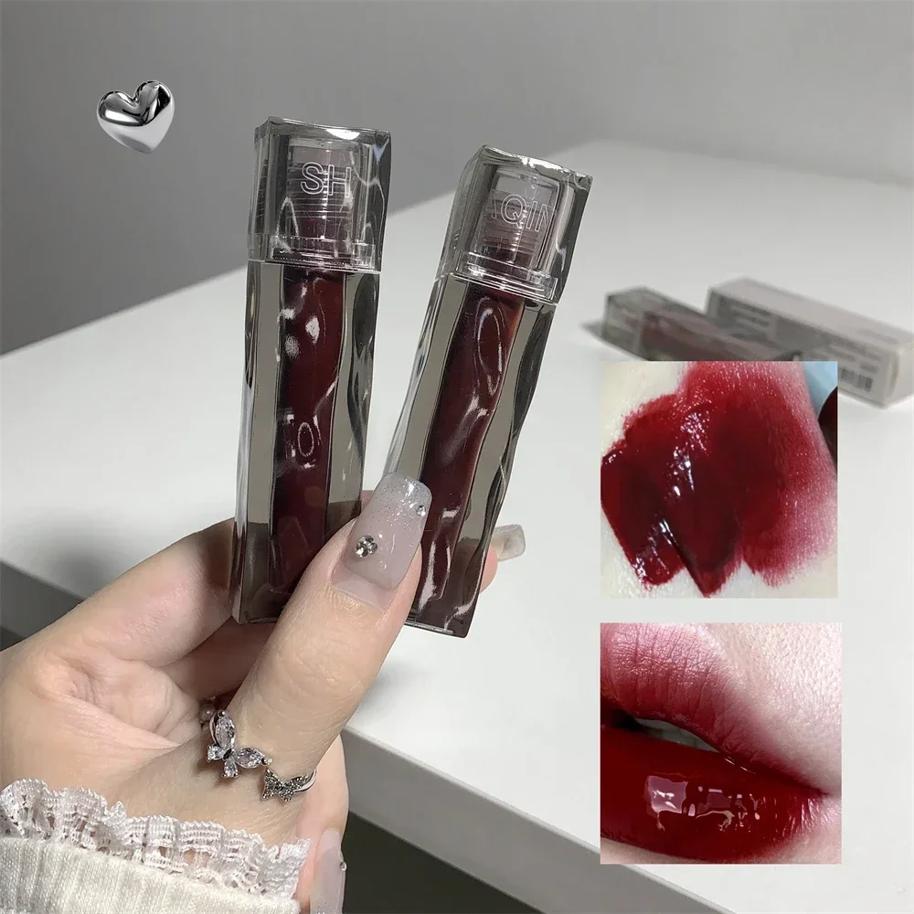 Dark Red Brown Mirror Glass Lipstick Cosmetic Long Lasting Women Sexy Lip Tint Makeup Matte Velvet Chestnut Lip Gloss Waterproof