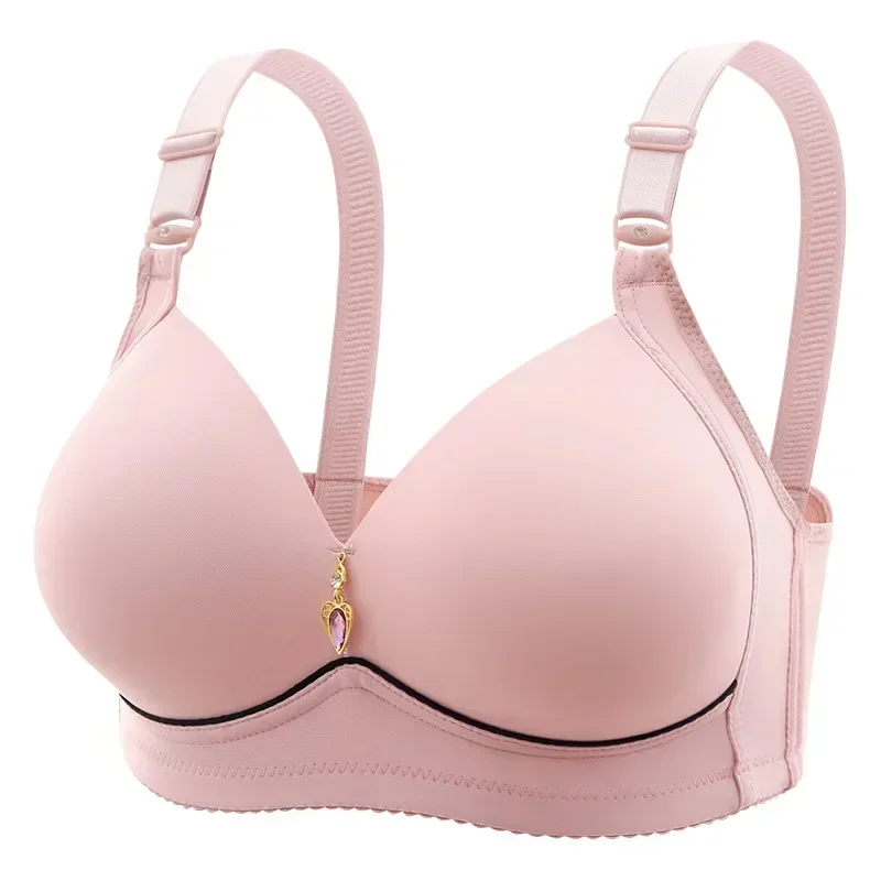 New Non-magnetic Thin Cup Glossy Fat Mm Bra Large Size No Underwire Comfortable Breathable Gathered Women\'s Underwear