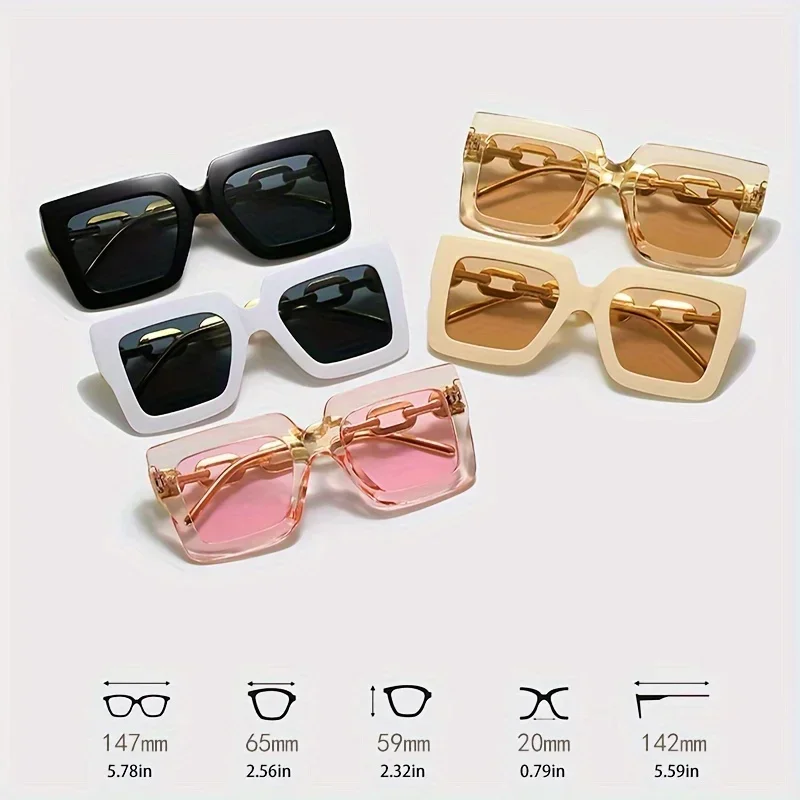 

2pcs Luxury Oversized Fashion Sunglasses for Women - Large Square Frame with Anti-Glare Lenses, Golden & Rose Golden Accents