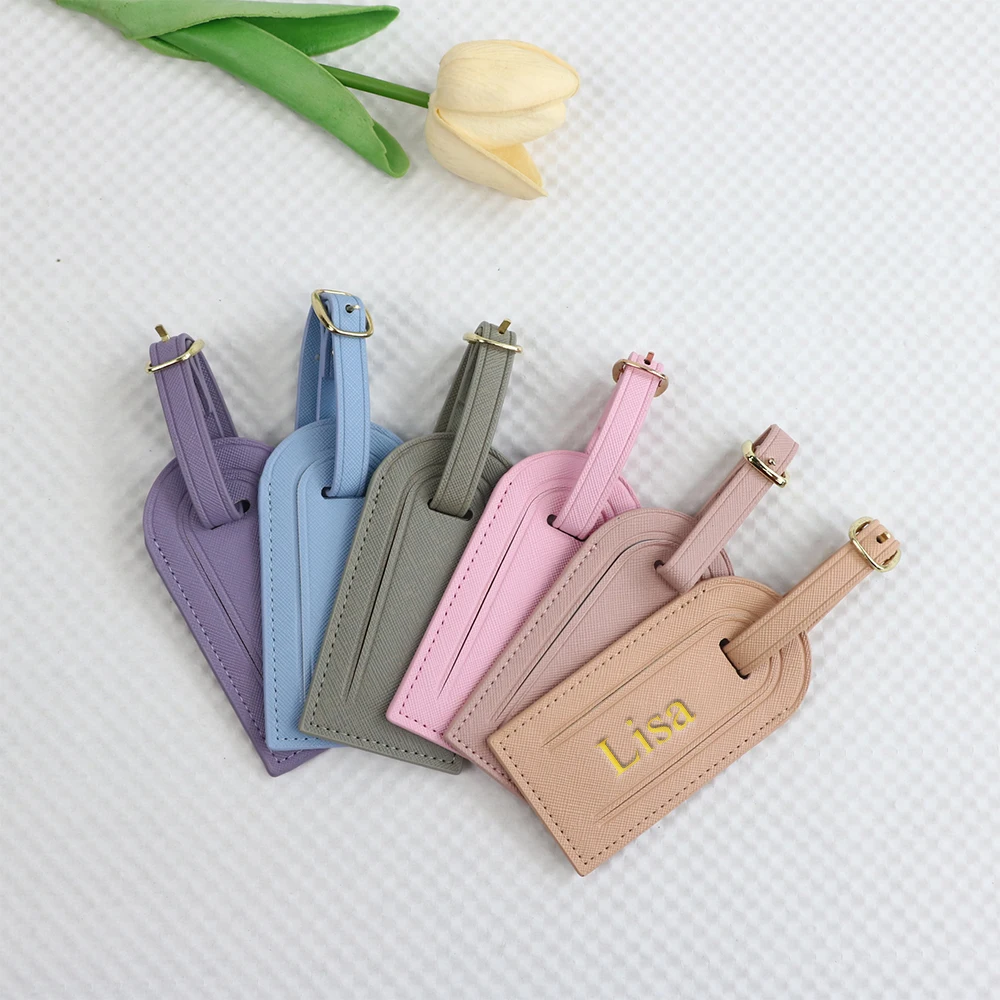 اسم مخصص من جلد البولي يوريثان، علامات مضادة للخسارة، وعلامات أمتعة المطار لرحلات العمل والسفر، وإكسسوارات ملصقات الأمتعة #3