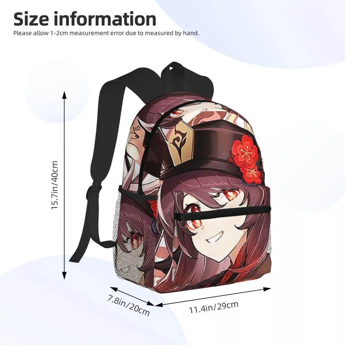 Genshin Impact Ransel Pelajar Tas Sekolah Tas Travel Hiking untuk Pria Wanita Tas Buku Fashion Tas Bahu