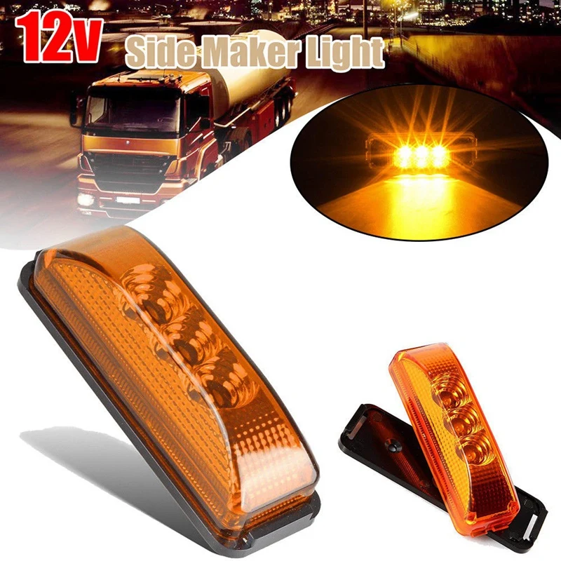 4X 3 LED 3.9Inch Car Truck Side Marker Light Tail Rear Lamps Indicator Marker 10-24V for Trailer Rv Boat Lorry