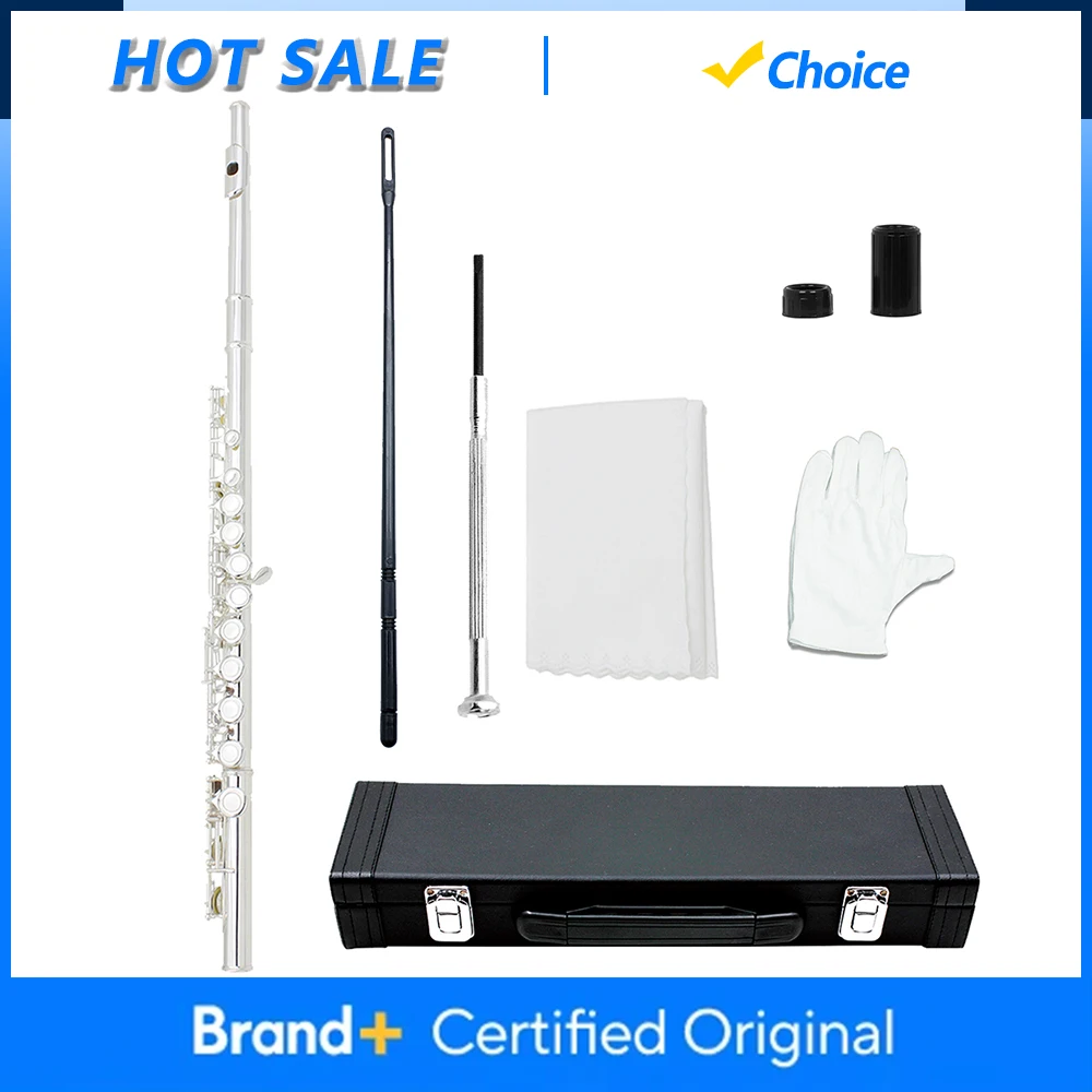 

Флейта с 16 отверстиями, флейта с замкнутым отверстием, посеребренная мельхиевая флейта с электронным ключом, деревянный духовой инструмент с футляром