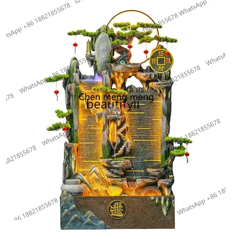 

X AWater curtain wall floor-to-ceiling feng shui wheel landscape villa rockery waterfall large circulating water ornamentHY