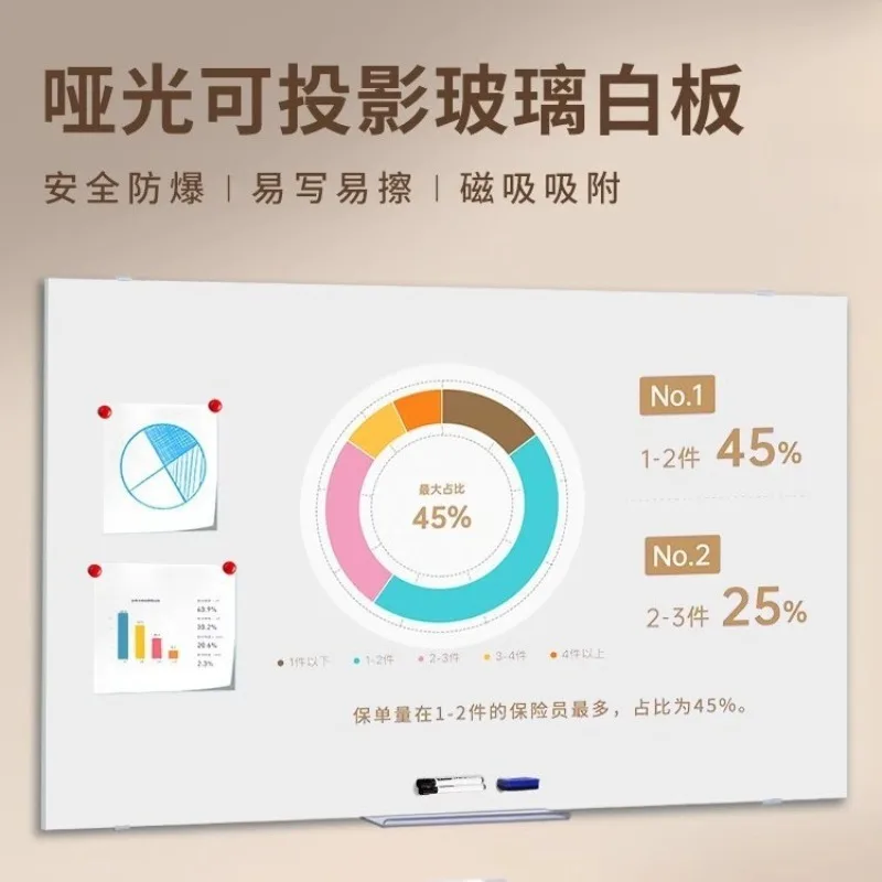 Matte glass whiteboard Projection tempered glass Wall-mounted office conference room Teaching and training Writing board
