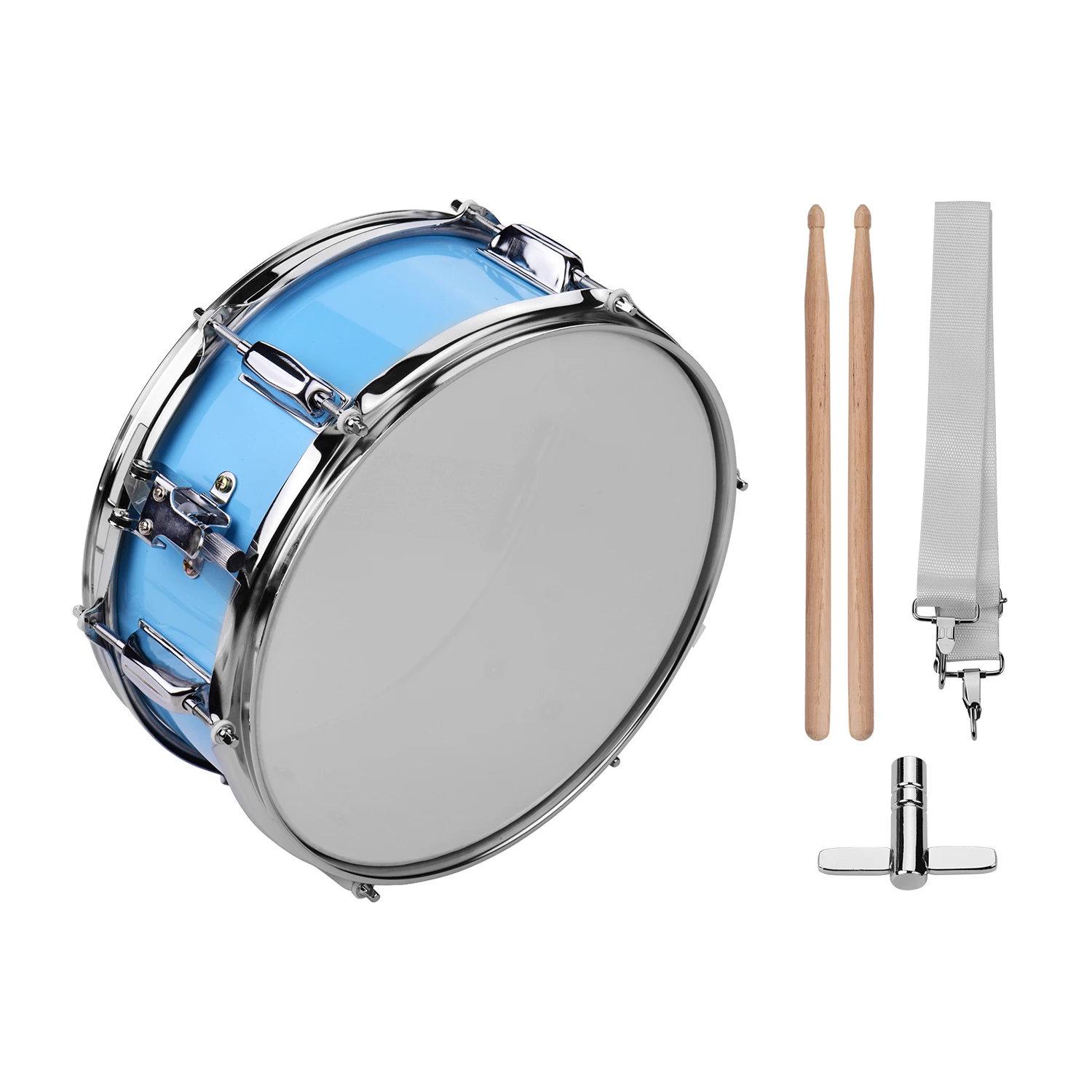 12inch snare drum Head with Drumsticks Shoulder Strap Drum Key for Student Band children snare drum