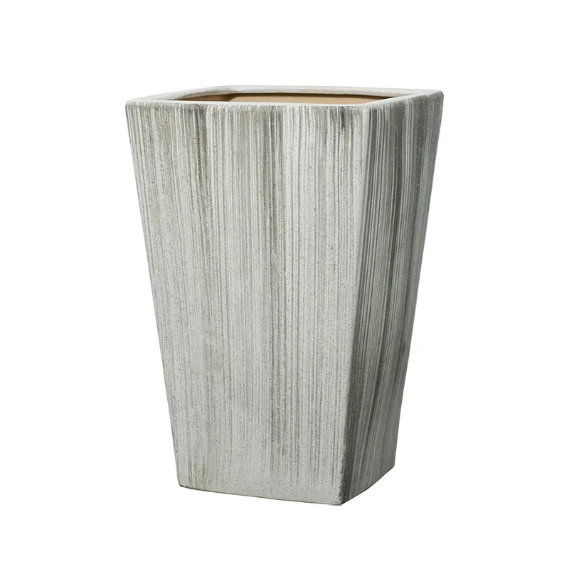 

Очень большой керамический цветочный горшок с высоким квадратным ртом и высокой трубкой, зеленый лист, ель, цветочный горшок, домашний орнамент, персонализированная выставка