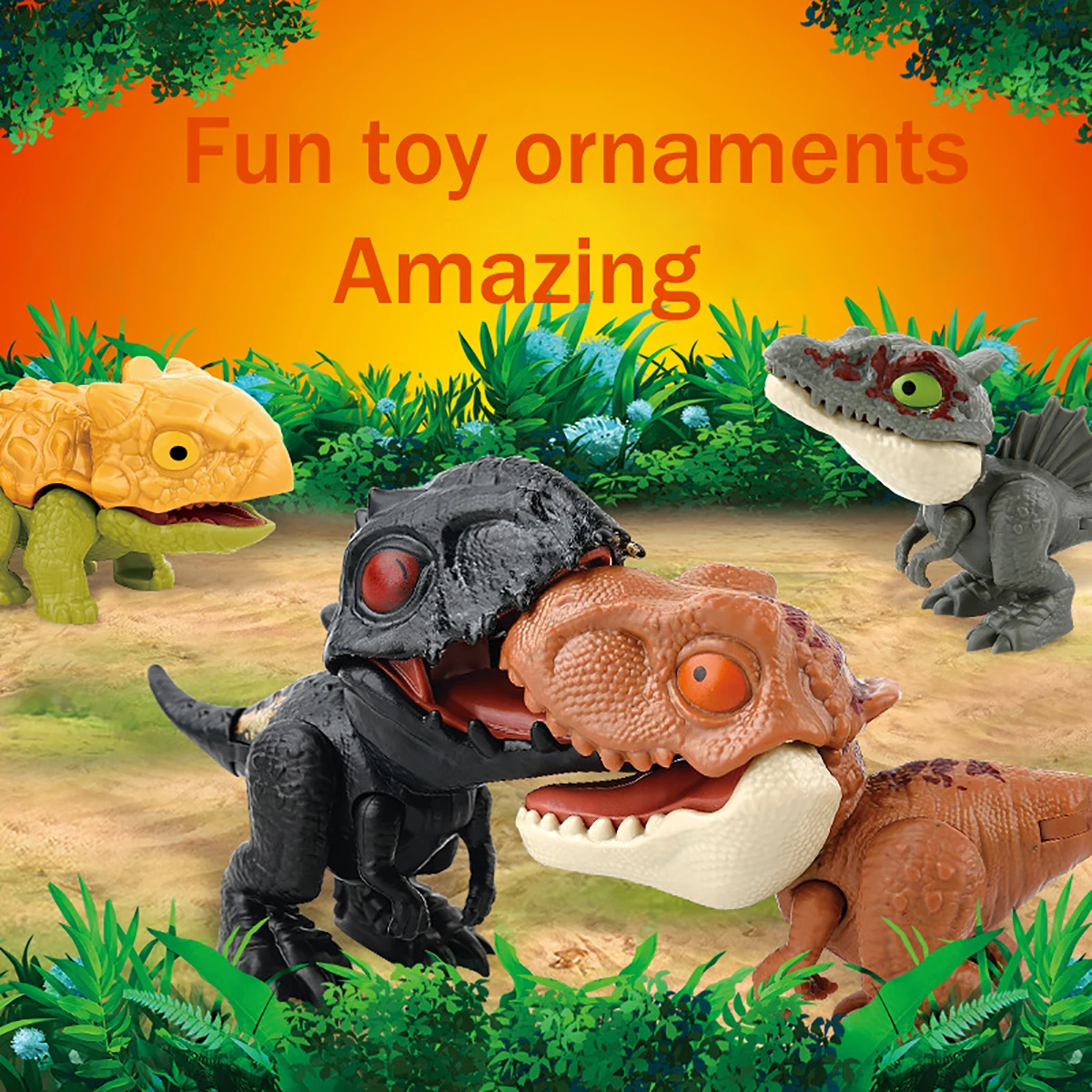 3pcs Jurassic Finger Dinosaur Triceratops Tyrannosaurus Toys Ornaments Boy Small Gifts Kids Creative Dinosaurs Interactive Toy