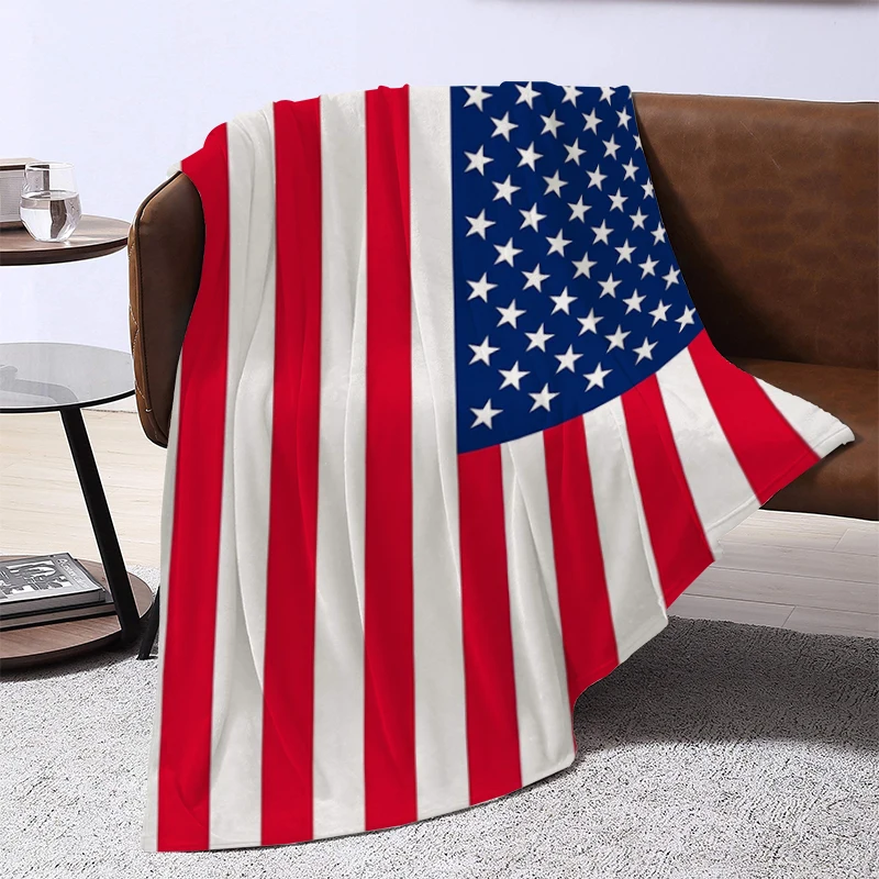 USA Flag American Blanket King Lid Plead Cover Luxury Designer Bedding Throwing Plaid Blankets for Decorative Sofa Downy Catnap