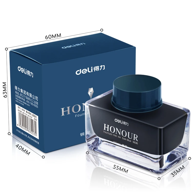 Deli 1PCS 30ml Fountain Pen Black Red Inky Blue Erasable Blue Ink High Quality Writing Ink Special Ink Non-Carbon Inks