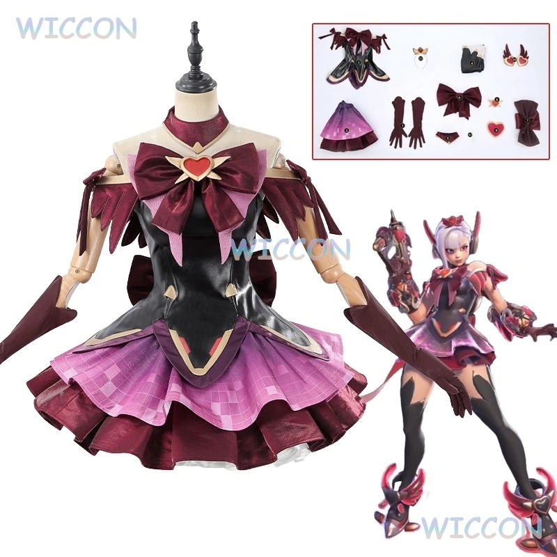 

Magical Girl Sexy Lovely Uniform Over Watch Juno Cosplay Costume Black Red Halloween Party Role Play Outfit Women