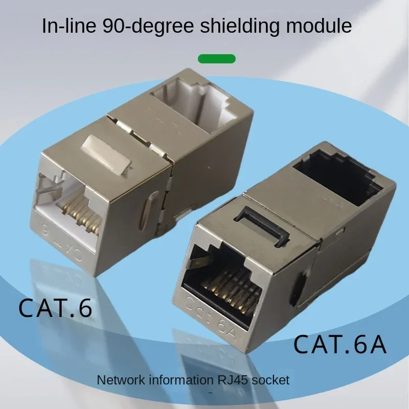 

5 Ethernet LAN CAT6A trapezoidal elbow 90 degree shielded connectors, RJ45 female to female plug-in connector sockets, CAT.6