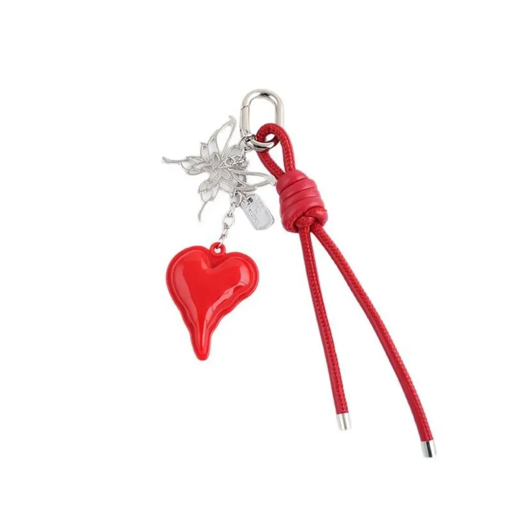 فراشة الكرتون فتاة القلب المفاتيح المنسوجة يدويا حقيبة الديكور على شكل قلب حقيبة قلادة حلية متعددة الوظائف