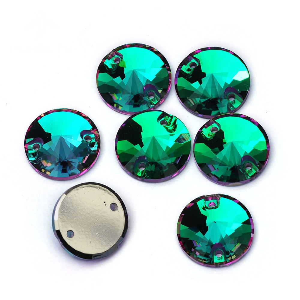PUBRILEX Emerald Vitrail Mix Sizes DIY Strass Sew On Glass Stones and Crystals Flat Back Green Rhinestones For Handicrafts
