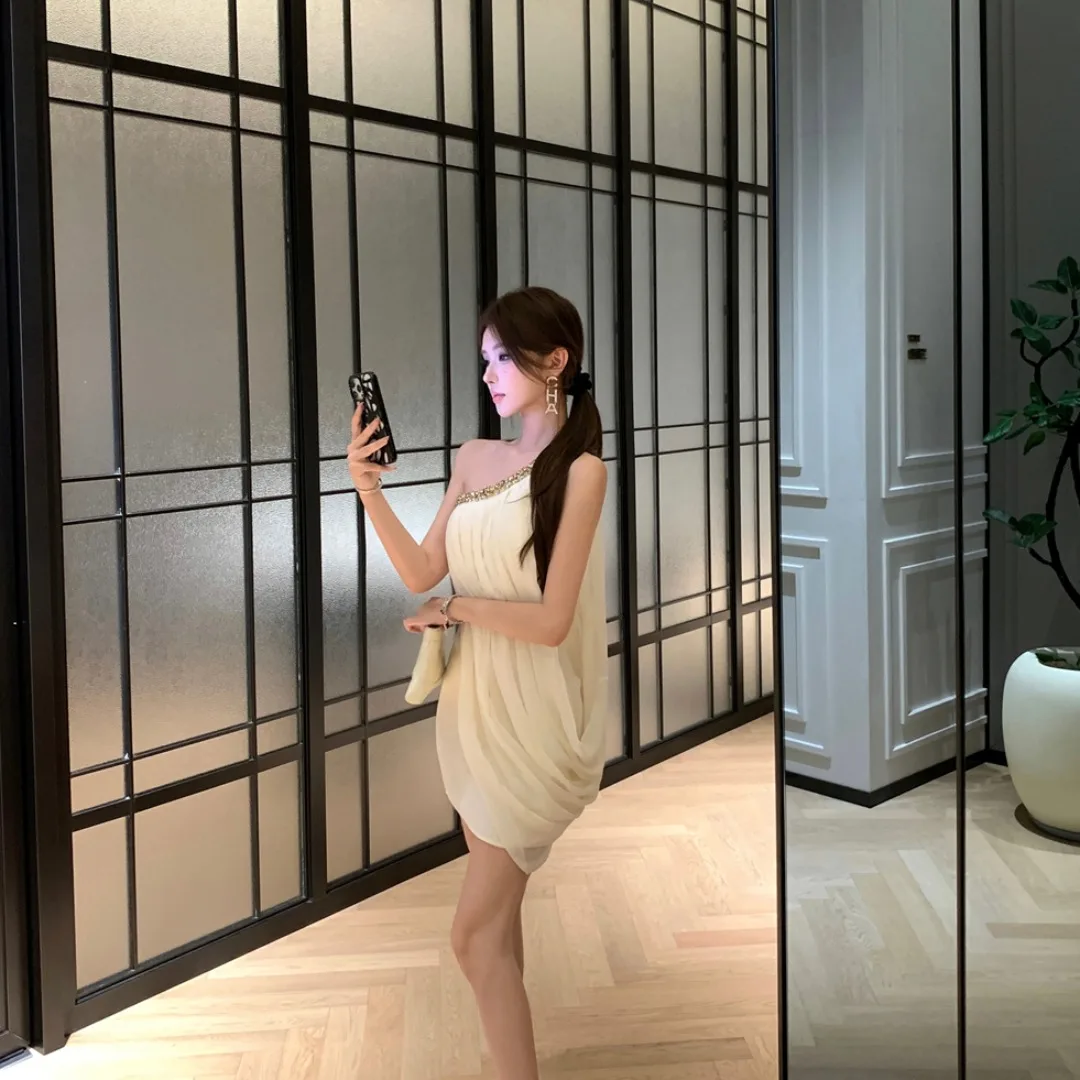 Ele ort iny saia de cetim sexy oulder cintura cortada cinched bodycon verão nova chegada chinês faion feminino dr